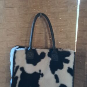 Source Black and White Faux Fur Tote